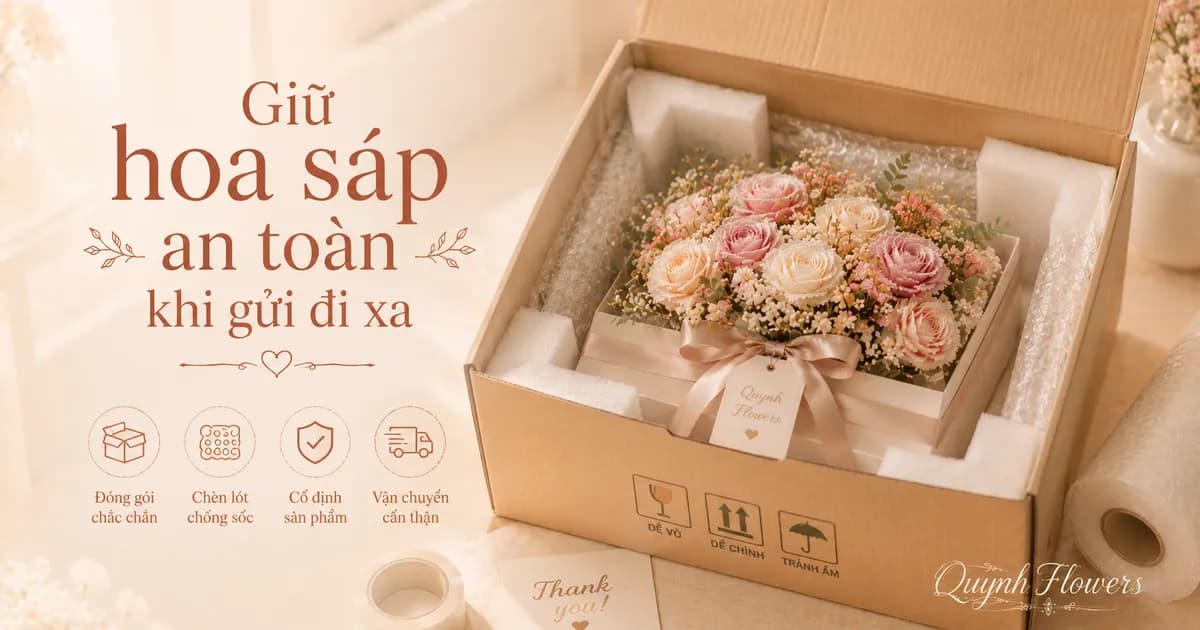 Hộp hoa sáp được đóng gói kỹ để gửi đi xa