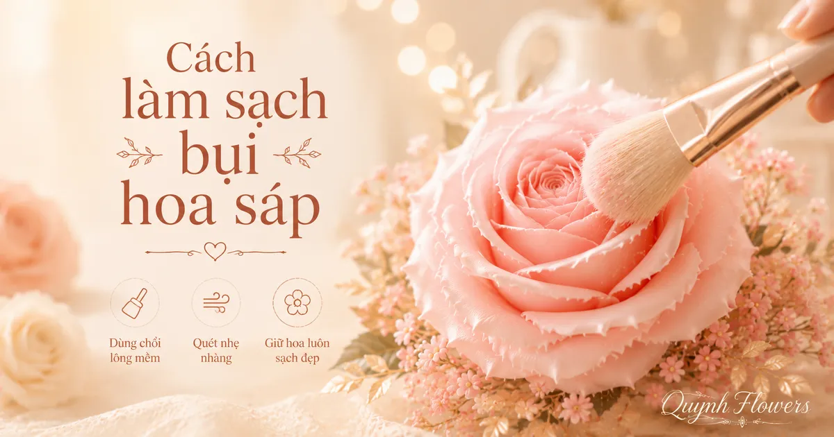 Dùng cọ mềm phủi bụi bó hoa sáp