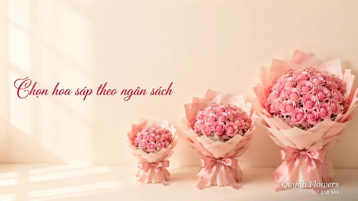 Nhiều bó hoa sáp cỡ khác nhau theo ngân sách