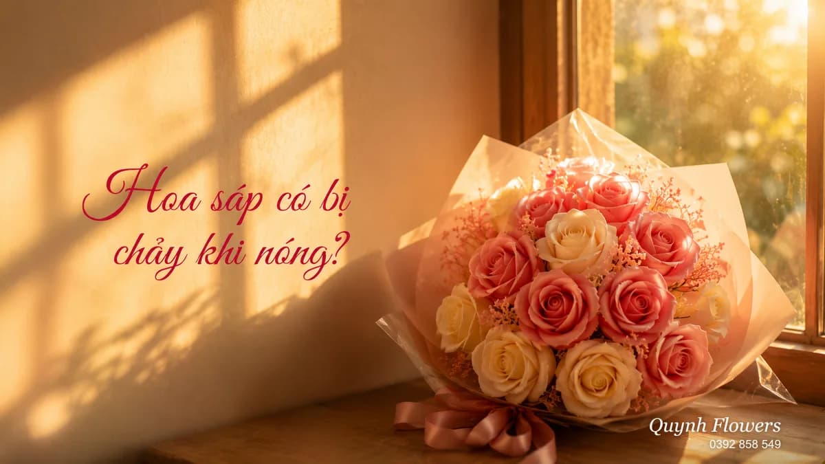 Bó hoa sáp bên cửa sổ có nắng chiều ấm