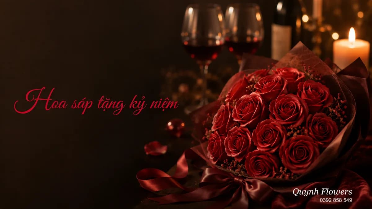 Bó hoa sáp đỏ lãng mạn cho dịp kỷ niệm