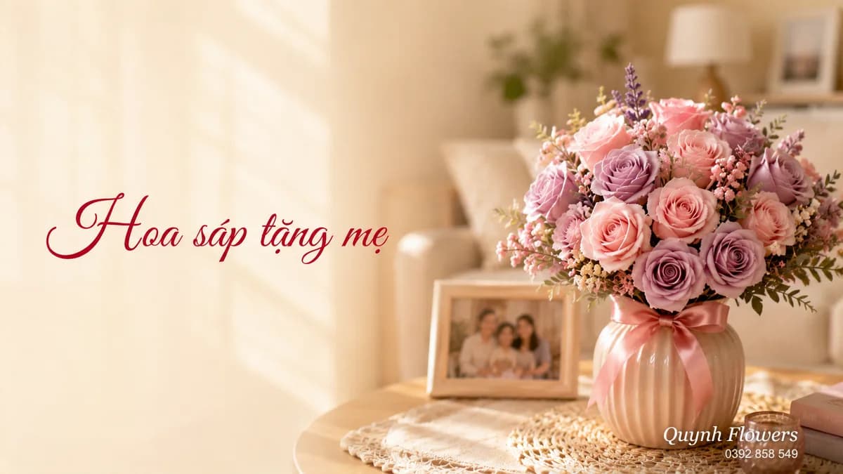 Chàng trai tặng bó hoa sáp đỏ cho mẹ