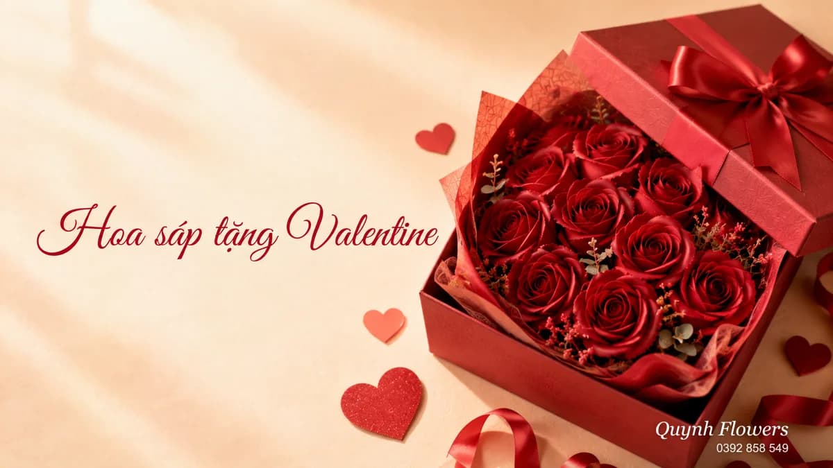 Bó hoa sáp đỏ trắng gói giấy đen, nơ đỏ