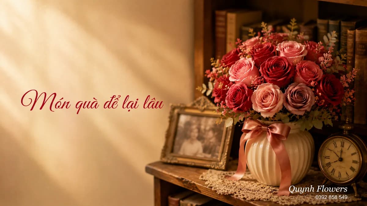 Bó hoa sáp bên cửa sổ nắng dịu