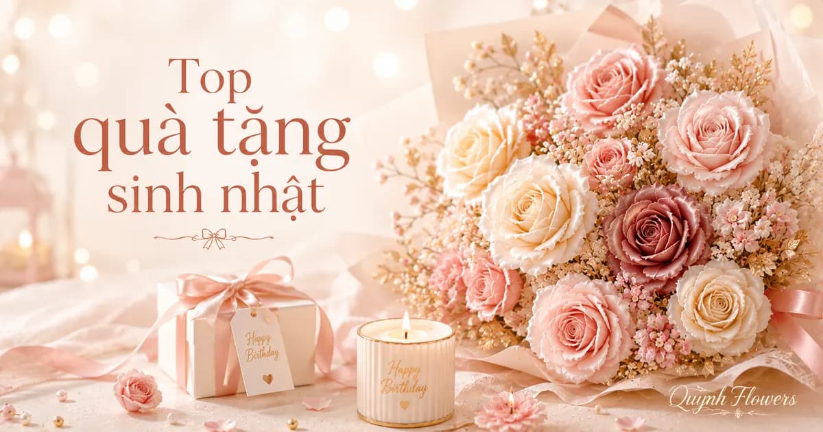Hoa sáp và quà sinh nhật tông pastel