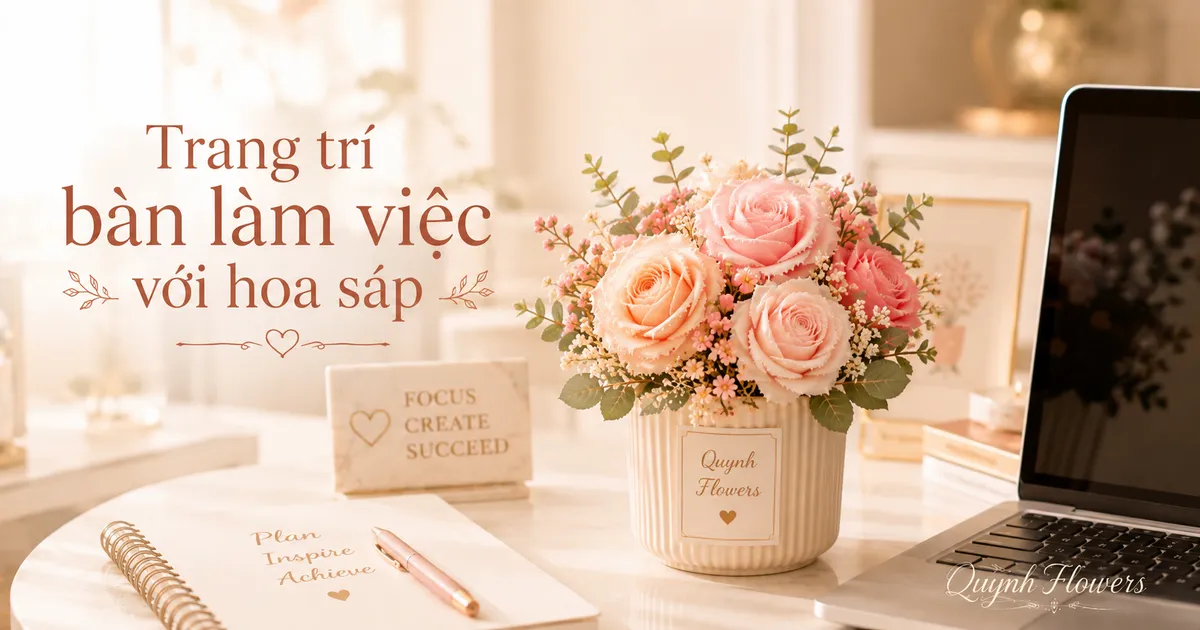 Chậu hoa sáp nhỏ trang trí góc bàn làm việc